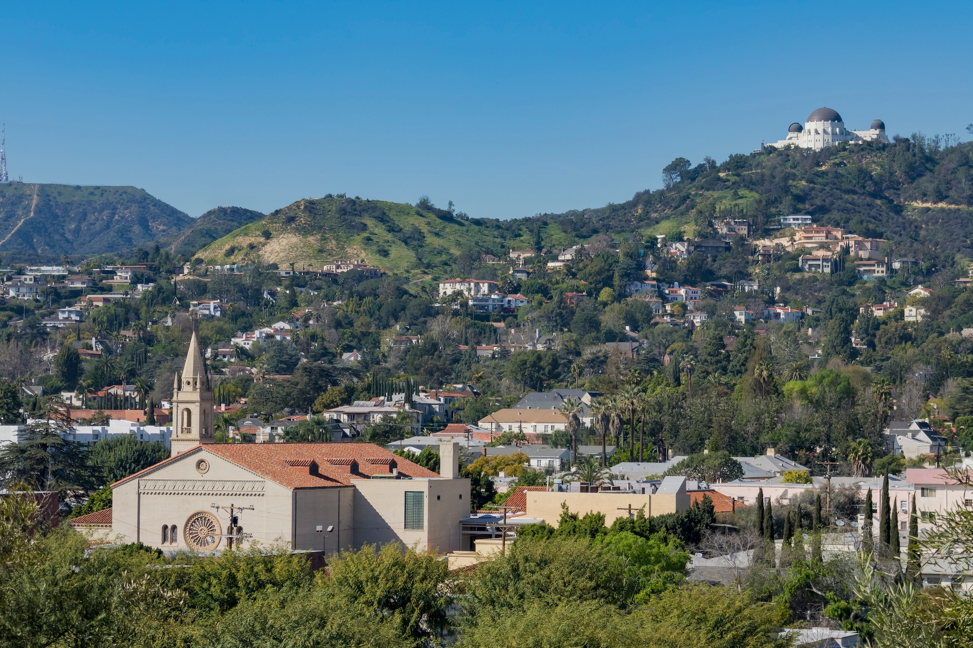 Hillside view with buildings and observatory
